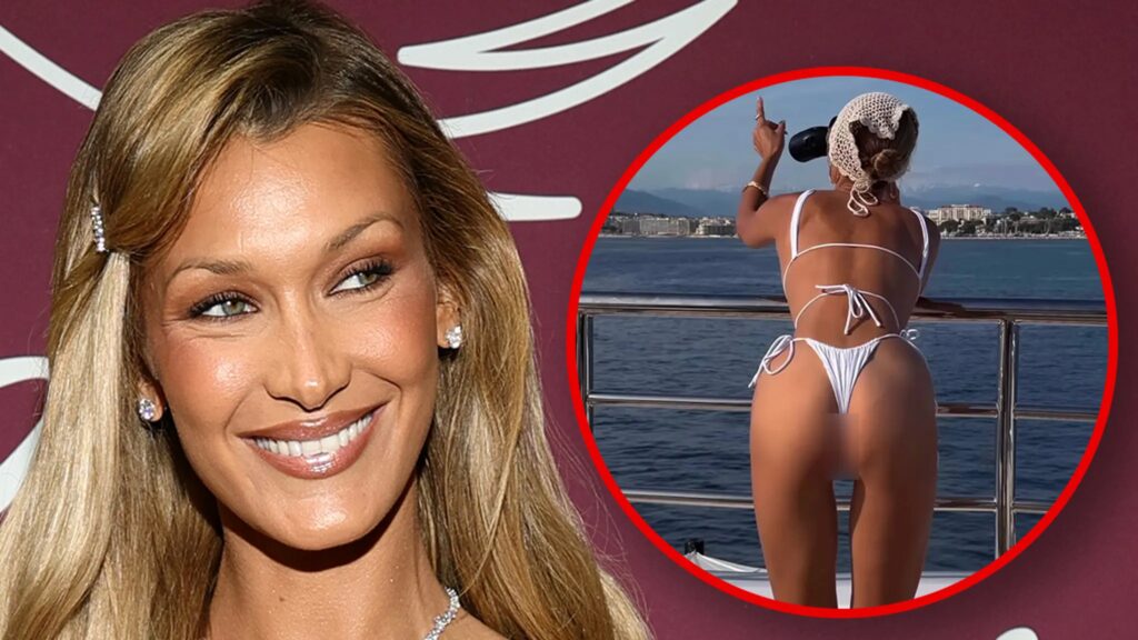 Bella Hadid Rocks Tiny White String Swimwear For Cannes Yacht Day