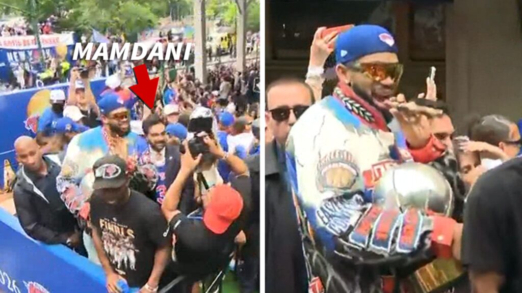 Zohran Mamdani, Karl-Anthony Towns Hit ‘Lean Back’ Dance On Knicks Parade Float