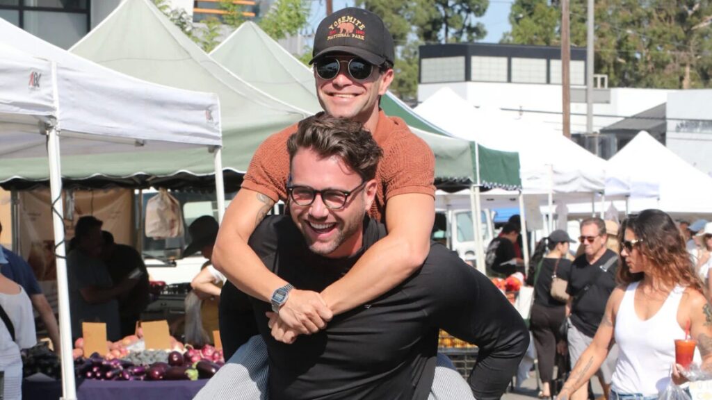 Harry Jowsey Gives Sasha Farber a Piggyback Ride During Fun-Filled Weekend Trip to the Farmers Market